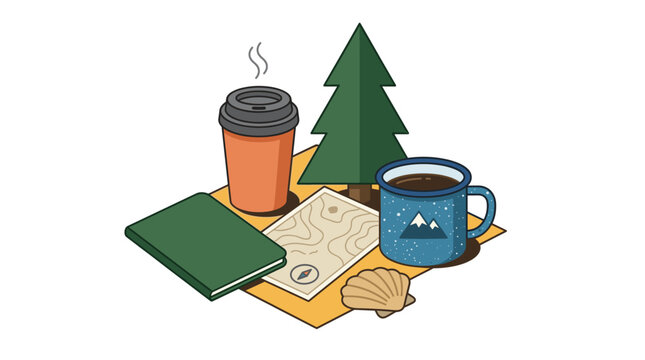 Camping adventure flat design vector illustration