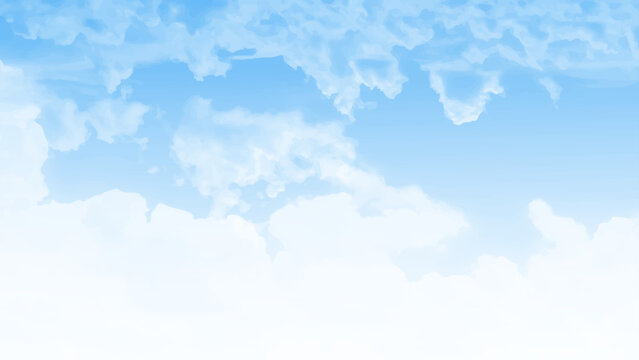 Stunning Blue Sky with Fluffy White Clouds Natural Background Image