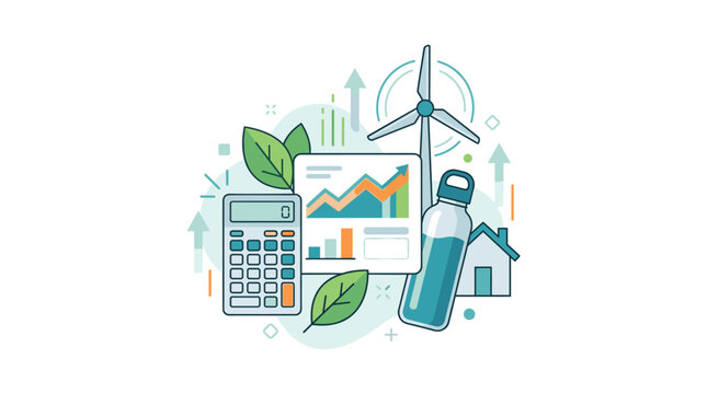 Green energy finance and sustainability concept illustration