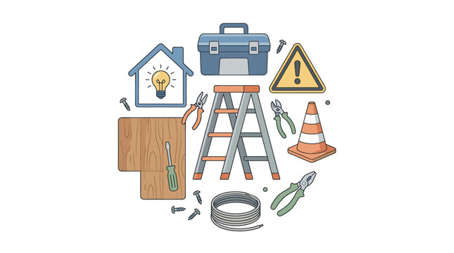 Home repair and construction tools illustration