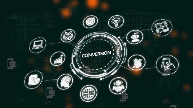 Conversion rate optimization infographic digital marketing hud animation