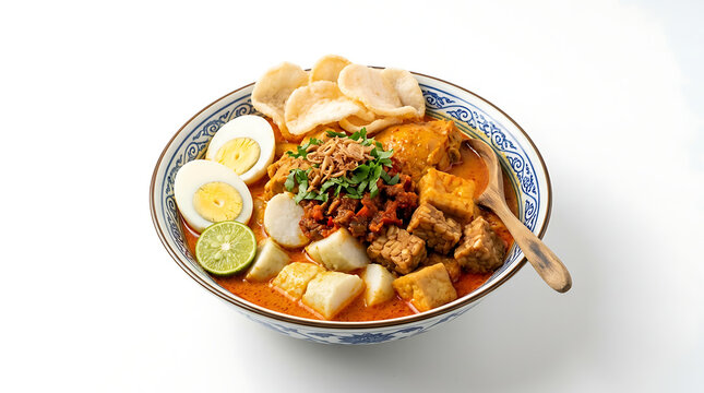 A Traditional Lontong Cap Go Meh Dish Served in a Decorative Bowl for Culinary Events