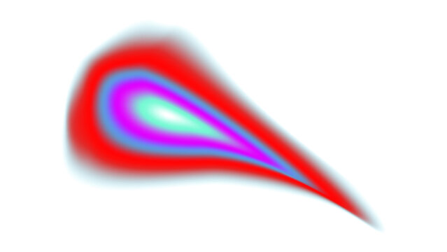 Luminous teardrop shaped gradient with vibrant red and magenta colors isolated on a pure white background
