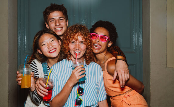 Group of friends going out in the evening.
