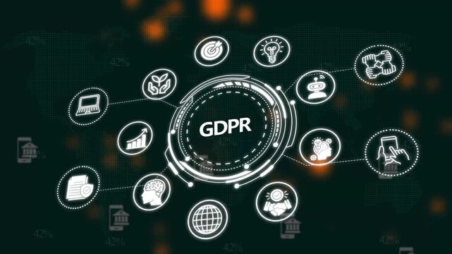 Gdpr data privacy compliance concept with digital animation