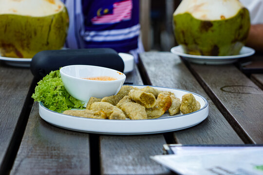 Keropok Lekor With Coconut Drink