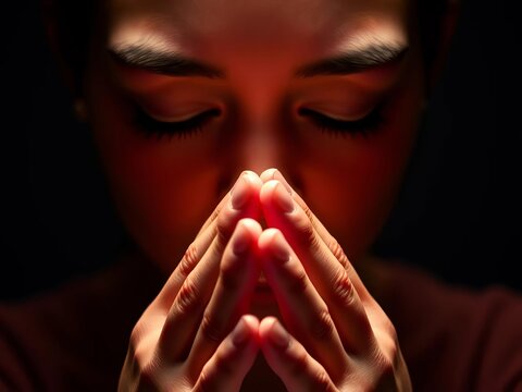 Fingers interlaced, eyes closed, serene atmosphere, ||athletic females, calm atmosphere