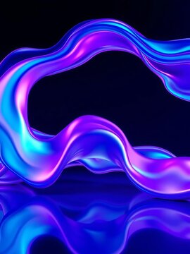 Vibrant blue and purple liquid shapes undulate across futuristic background, shapes, geometric
