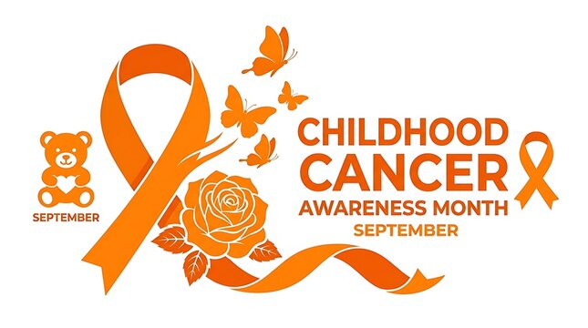 September childhood cancer awareness month ribbon floral teddy bear design