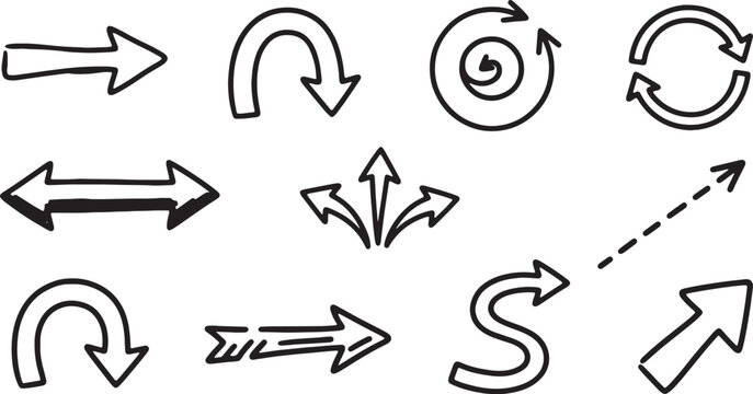 Hand-drawn black arrow and symbol on white background