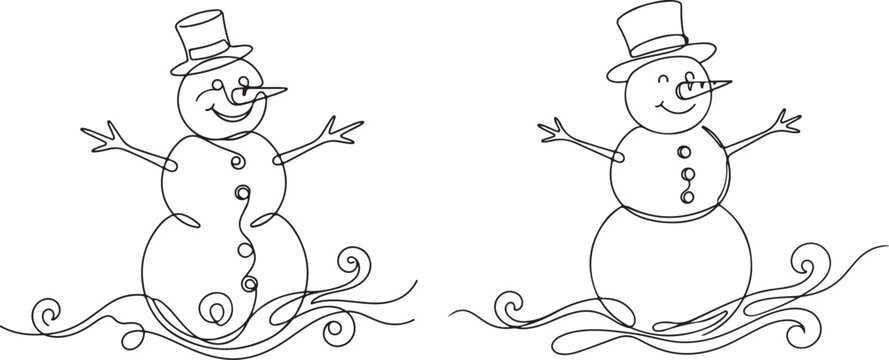 Charming christmas snowman line art festive winter illustrations for holiday cards and seasonal decorations