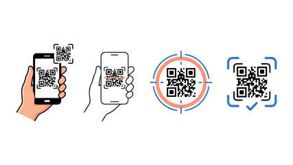 QR code scanning minimalist icons © Rabea
