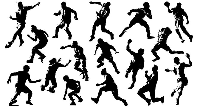 Dynamic Sports Silhouettes Collection, Action Poses Vector Pack, Athletic Figures Set for Design Projects