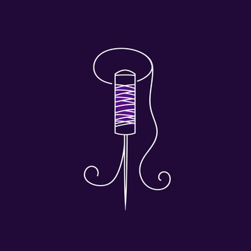 Minimalist line art of a needle with a wound on skin background