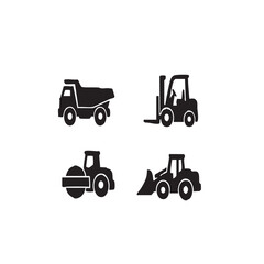Fototapeta premium Set of black construction vehicle icons for building sites