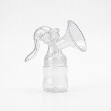 Generic manual silicone breast pump isolated on white.