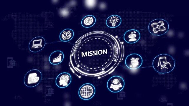 Corporate mission statement concept: digital business strategy and innovation network