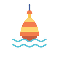 Fishing float in water with orange and yellow pattern against dark background © Zahadur