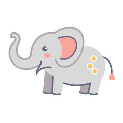 Fototapeta premium Cute Cartoon Elephant Illustration with Geometric Shapes, Ideal for Children's Designs
