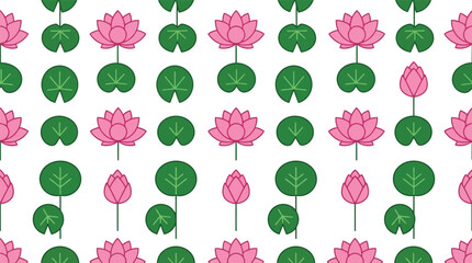 Lotus flower and lily pad seamless pattern illustration with botanical, seamless © MDABU