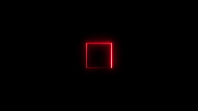 live streaming neon text frame animation. Neon glowing blue color square rectangle picture frame icon animation, neon rectangle Border frame concept sign animation on black background,