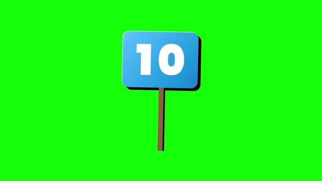Score placards showing number ten for competition judging on a chroma key green background