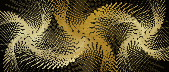 Luxury gold halftone stardust nebula, abstract celestial astroid moire. Dynamic dotted supernova background. Vector graphic overlay template. © I'm_coming