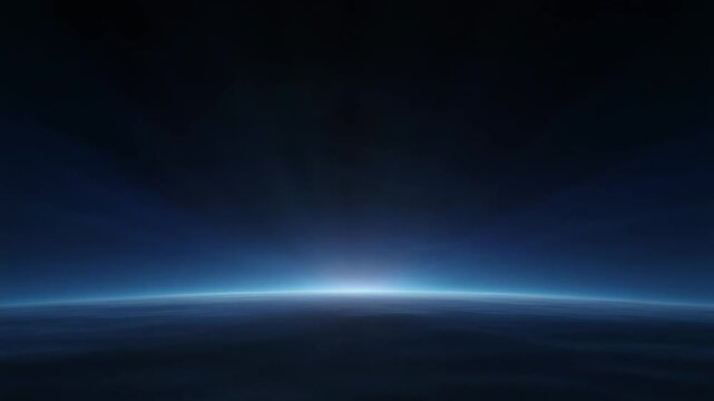 Abstract Blue Planet in Deep Space with Glowing Light Rays Starry Sky and Dynamic Energy Waves Digital Art Background Wallpaper