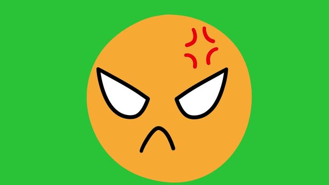 Animated Hand Drawn Furious Angry Emoji Effect Green Screen Overlay
