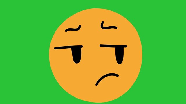 Animated Hand Drawn Unimpressed Bored Emoji Effect Green Screen Overlay