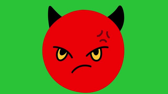 Animated Hand Drawn Angry Devil Emoji Effect Green Screen Overlay