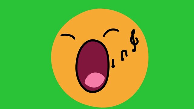 Animated Hand Drawn Singing Emoji Effect Green Screen Overlay