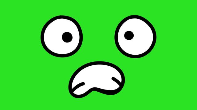 Animated Hand Drawn Scared Worried Face Green Screen Overlay