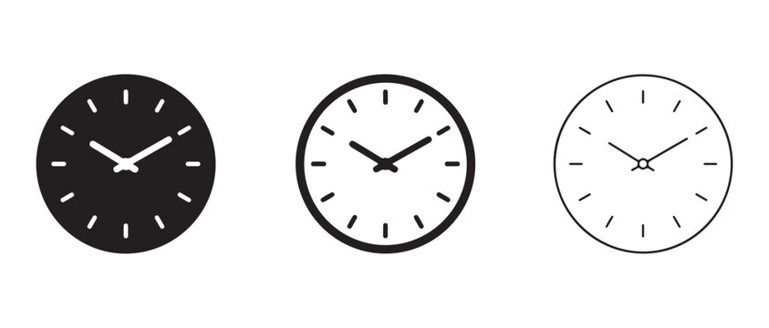 analog clock designs with minimalist hour markers and hands isolated on transparent background