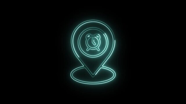 Alarm Clock Icon Animation with Glowing Lines on Black Background