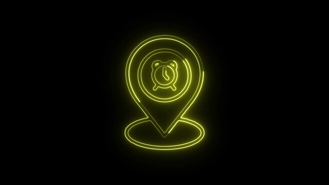 Alarm Clock Icon Animation with Glowing Lines on Black Background
