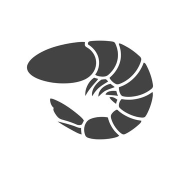 Shrimp or prawn seafood silhouette icon vector illustration with crustacean silhouette ingredient