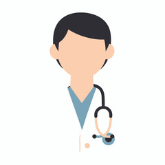 Fototapeta premium Flat icon of a doctor wearing a stethoscope, medical professional, healthcare worker, health symbol