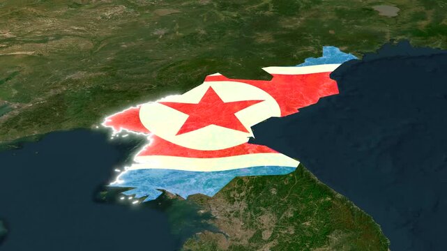 North Korea Highlighted on East Asia Map Animation &ndash; Geopolitical Location Motion Background