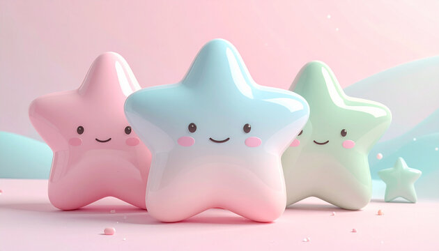 Pastel Star Shaped Characters Collection
