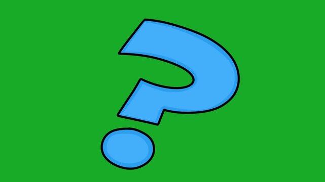 2D Hand Drawn Blue Question Mark Animated Symbol Green Screen Overlay