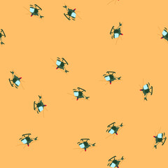 Fototapeta premium pattern remote helicopter toy cartoon. child plane, boy flying, model children remote helicopter toy sign. seamless vector illustration