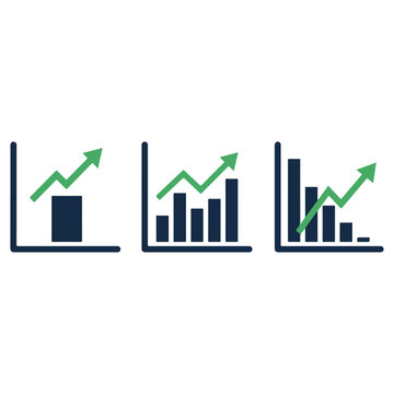 Financial Growth And Loss Chart Icon Set Vector Business Analytics Concept.