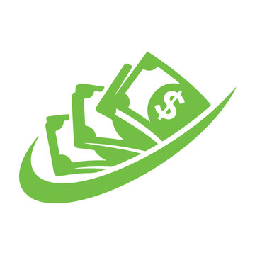 Green Dollar Bills Banknotes Vector Icon For Finance And Investment Concept.