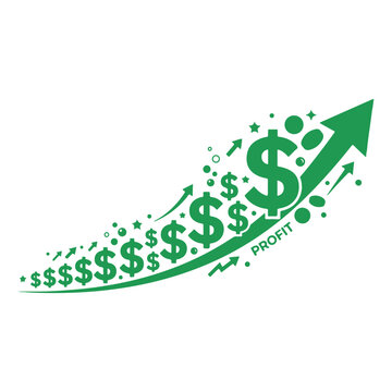 Green Profit Growth Arrow With Dollar Signs Vector Financial Success Concept. 