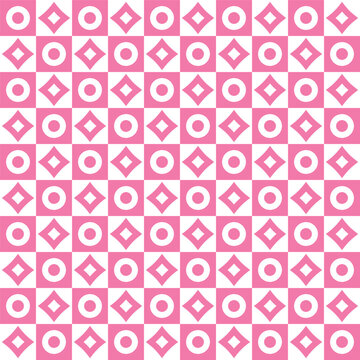 patren donut and rhombuse with holes in pink and white