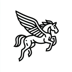Fototapeta premium Minimalist pegasus icon featuring a flying winged horse