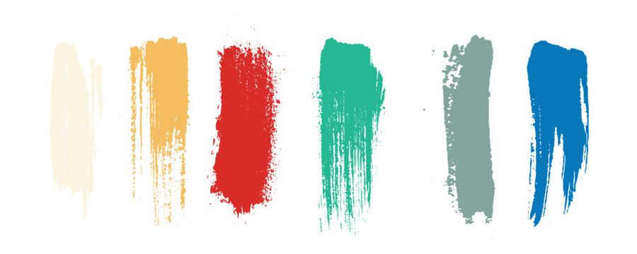 Set of colorful watercolor brush strokes
