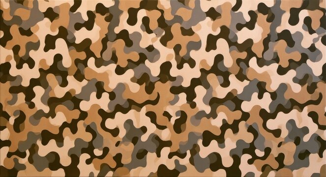 Desert camouflage pattern with earthy brown, tan, olive, and gray tones