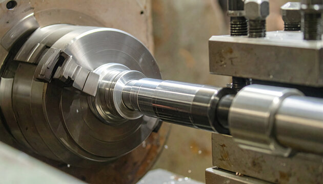 Metalworking lathe operation close up